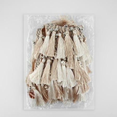 Braid with beads, 12 cm, 5 ± 0.5 m, white/beige color-2