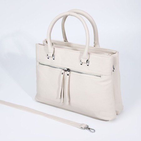 Luggage bag on lightning, 2 external pockets, milk color-5