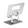 A tablet stand, adjustable folding, 360 ° rotation, metal, silver