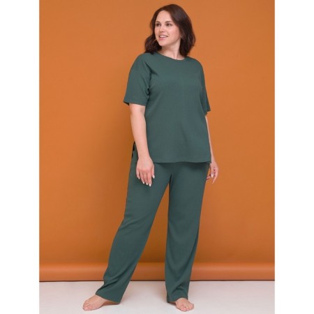Female trousers, size 4xl, green color-3