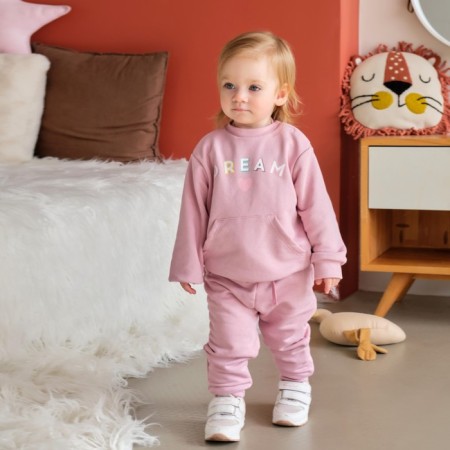 Costume: sweatshirt and pants crumb I Flower, height 86-92 cm, pink-1