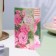 The complex is complex "Happy birthday!" Pink flowers, embossing, A5