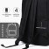 A backpack with a zipper, an outer pocket, a set of a chover, bag, black color