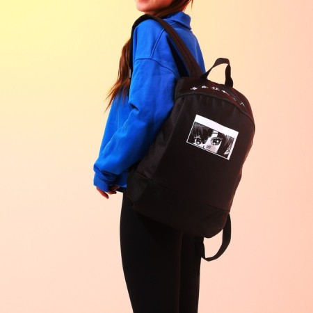 School textile “anime”, 46x30x10 cm, vertical pocket, black color-6