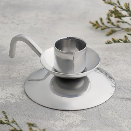 Retro candlestick Metal for one candle, 10x4 cm, chrome-1