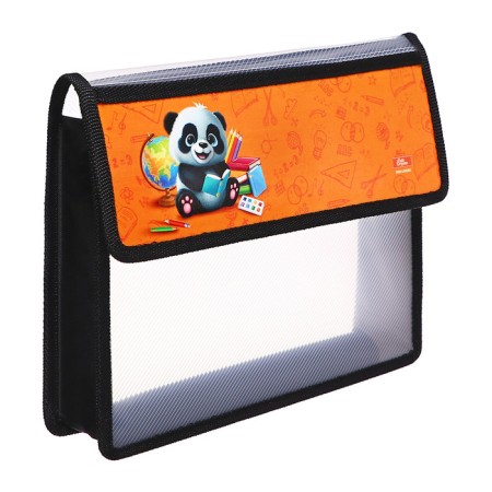 A5 notebook folder (230 x 190 x 50 mm), with Velcro valve, plastic/textiles, calligrata, "panda"