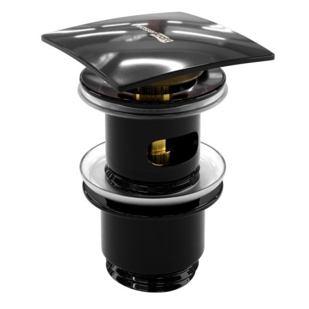The bottom valve for the Wasserkraft A166, Push-UP, overflow, brass, black shell