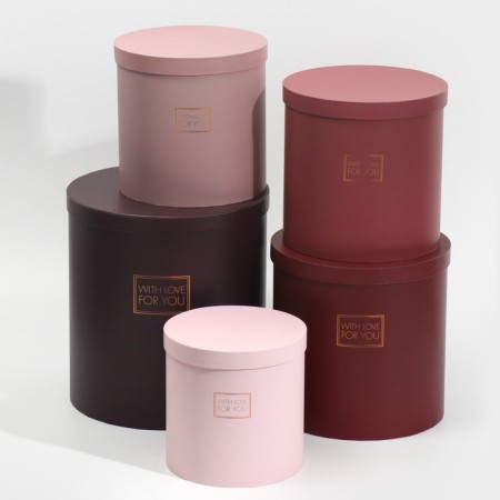 A set of round boxes 5 in 1, gift packaging, Panton 06, 15 x 15 x 15 - 23 x 23 25 cm-14