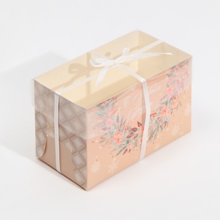 Pink trend cupcake box, 16 x 8 x 10 cm, new year-3