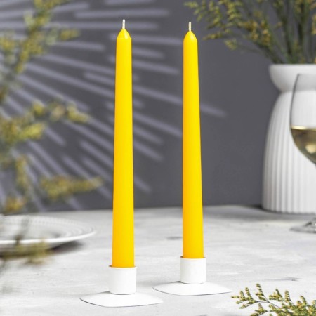 A set of antique candles, 2.2x 25 cm, lacquered 2 pieces, yellow
