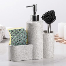 A dispenser for a detergent with a sponge stand and a minimum brush, 350 ml, white color
