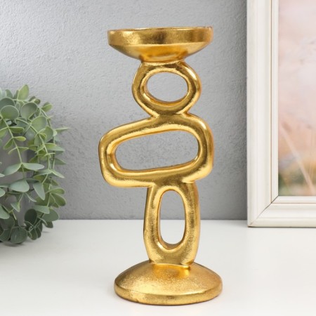 Polystone submission for 1 candle "Abstraction. Geometry" Gold 10x10x24.5 cm-4