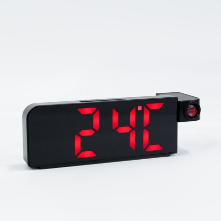 Electronic desktop watches, an alarm clock, a thermometer, with a projection, red numbers, 19.2x6.5cm-1