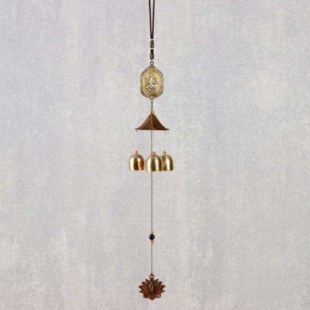 Wind Music Metal "Ganesha on the Medallion" 3 bells 43 cm