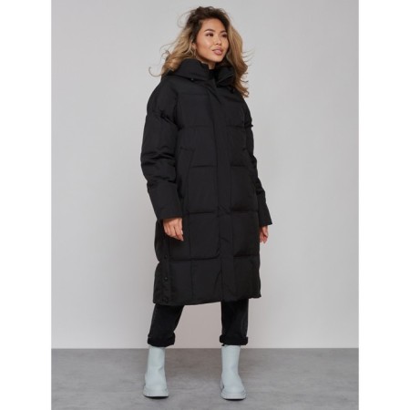 Coat insulated winter female, size 42, black color-1
