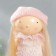 Interior doll "Baby in pink, with a flower, with long hair" 41.5x14.5x16 cm