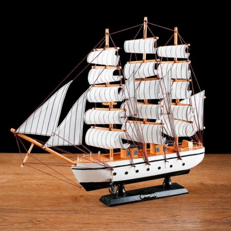 The ship souvenir medium "Pillad", white sides, white sails, 45x9x41 cm-1