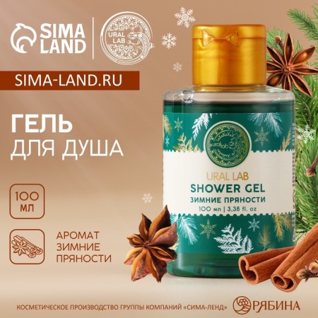 Shower gel, 100 ml, aroma of winter spices, Ural Lab
