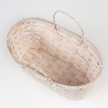 Wicker basket, 26x13x12 cm, white, bamboo-3