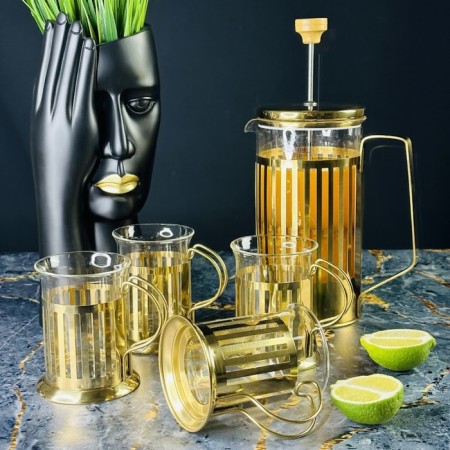 French press and 4 cups Lenardi, 1 l