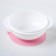 Set for feeding, 3 items: a bowl on a suction cup 400 ml, cover, spoon, pink sucker color, chick lid color