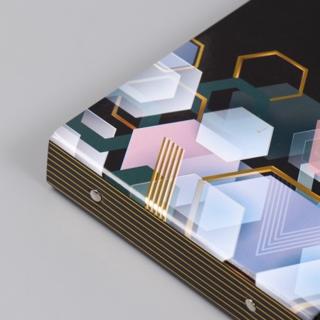 Photo album 25 sheets (stickers+rings) "Geometry" embossing gold 19x27x3 cm-12