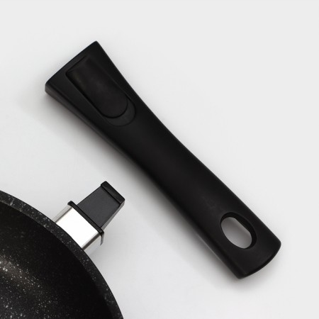 Pan, d = 26 cm, removable handle, glass cover, anti -stick coating, dark marble color-6