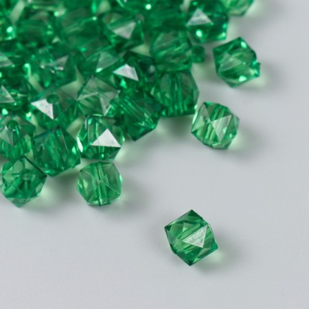 Plastic beads "Crystal polyhedron. Dark green" Transparent set of 20 g 1x1x1 cm