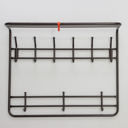Wall hanger, with a shelf, 9 hooks, 2 tiers, 72.5 × 22 × 57.5 cm, color Copper Antik-2