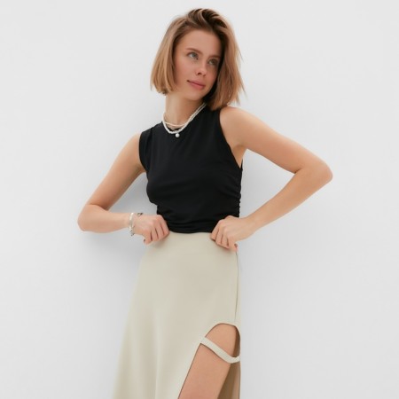 Women's skirt Midy Minaku: Classic Beige Color, Rr. 48-6