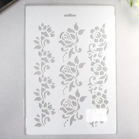 Stencil "Ornament of flowers" 21x31 cm-2