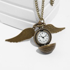 Pocket clutch clock, quartz, d dial-2.7 cm, gold
