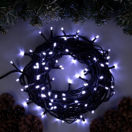 Garland “thread” 10 m, IP44, dark thread, 100 LED, white glow, 8 modes, 220 V