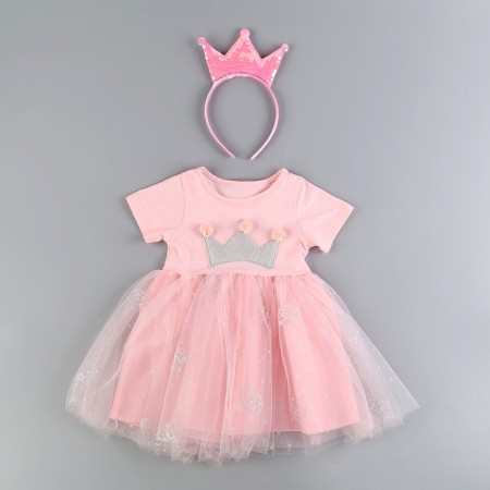 Carnival set "Stylish Princess": Rain, Pink dress with a crown, height 98 cm-4