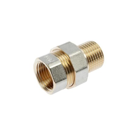 The connector "CTM", 1/2, "American", VP/HP, a pitch nut, straight, nickelled brass