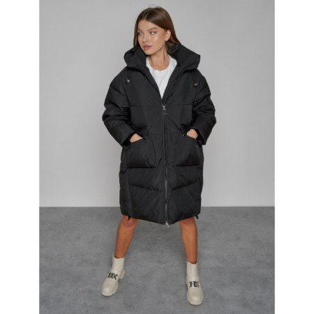 Coat insulated winter female, size 46, black color-8