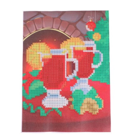 New Year's diamond mosaic with partial filling "New Year. Tea by the fireplace ", 15 x 21 cm-2