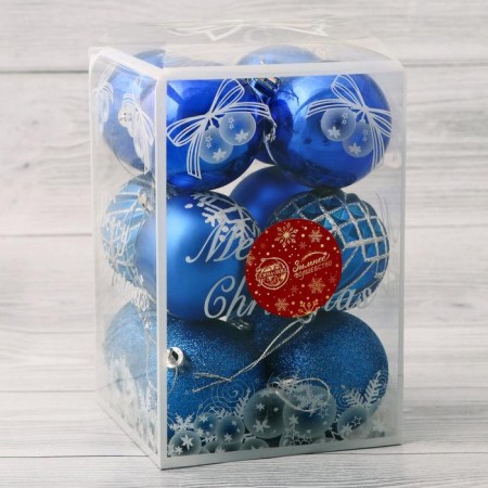 Set of balls plastic D-6 cm, 12 pcs "Elsa" blue-1