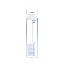 Folding toothbrush in individual packaging, 1 piece, medium rigidity, transparent