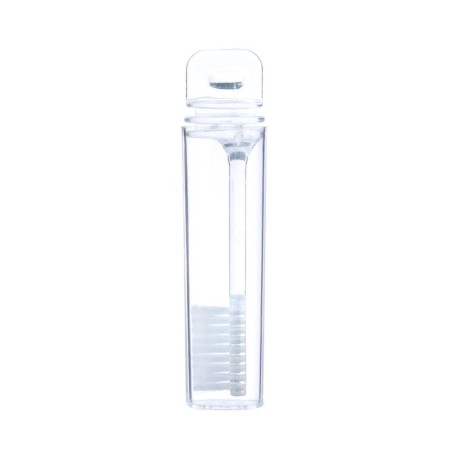 Folding toothbrush in individual packaging, 1 piece, medium rigidity, transparent