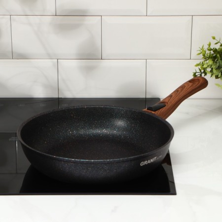 Granit Ultra Blue, D = 28 cm pan, removable handle, anti -stick coating, black color-5