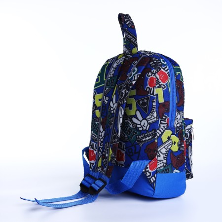 Baby backpack on lightning, external pocket, reflective strip, blue color-1