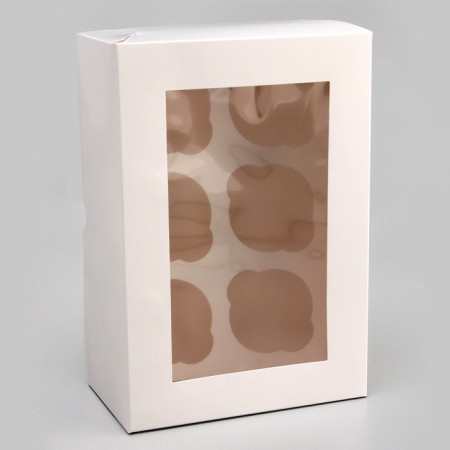 Packaging for 6 cupcakes with a window, white, 25 x 17 x 10 cm-4
