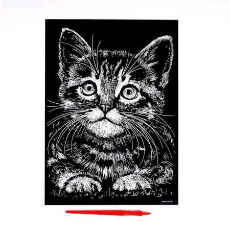 Engraving "kitten" with a metallic effect "gold" A4-2