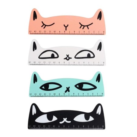Wooden line 15 cm Devente Cat, curly (barcode), mix x 4 colors, cardboard box