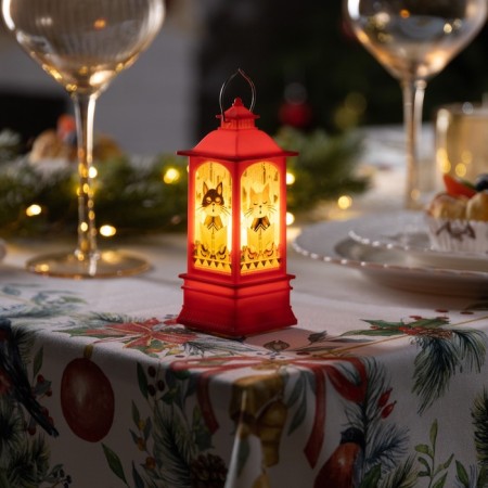 LED figure "Red Lantern with cats" 5 × 12 × 5 cm, plastic, batteries AG13x3, glow warm white