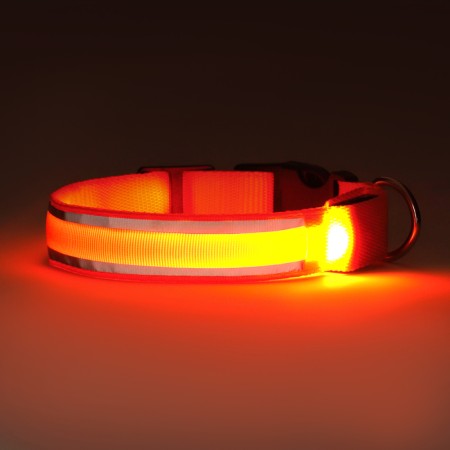 Collar with backlight double strip size S, Osh 35-43 x 2.5 cm, 3 glow modes Orange-11