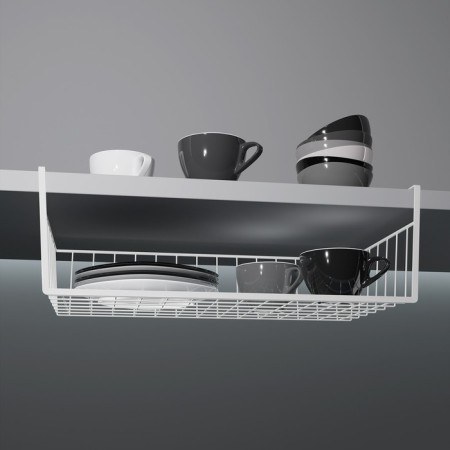Mesh -mounted mesh -mounted shelf 40 × 25.5 × 14 cm, white color-3