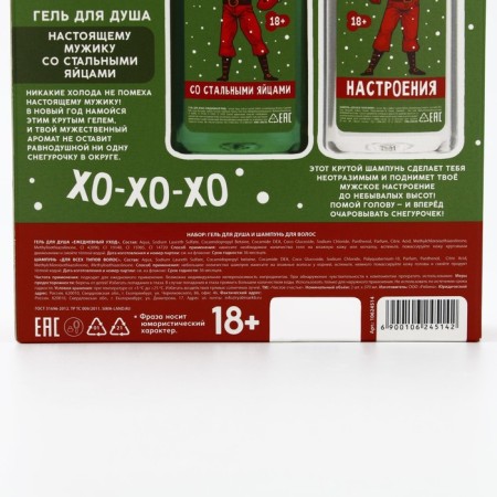 New Year. New Year's gift set, shower gel and hair shampoo, 2 x 370 ml, 18+-13