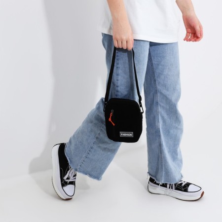 Youth bag with lightning, external pocket, black color-5